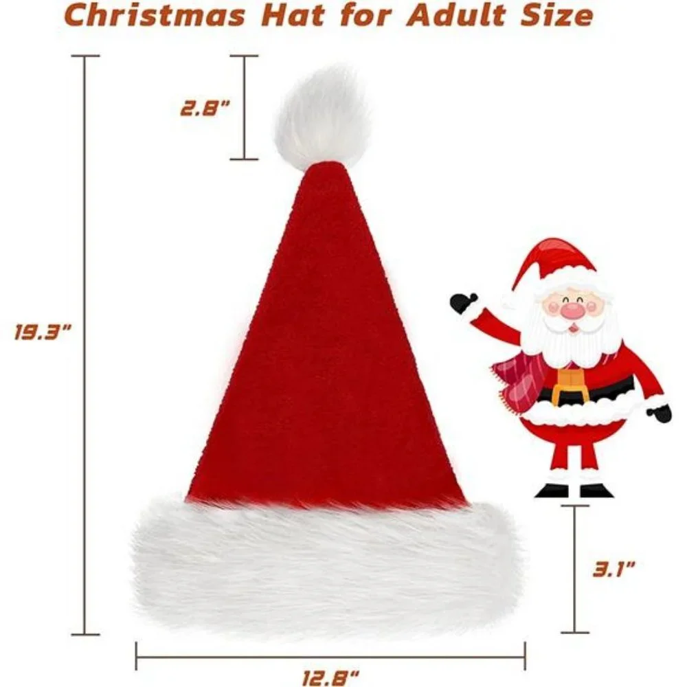 Christmas Hat, Xmas Hat Holiday for Adults Unisex Santa Hat For Party Supplies